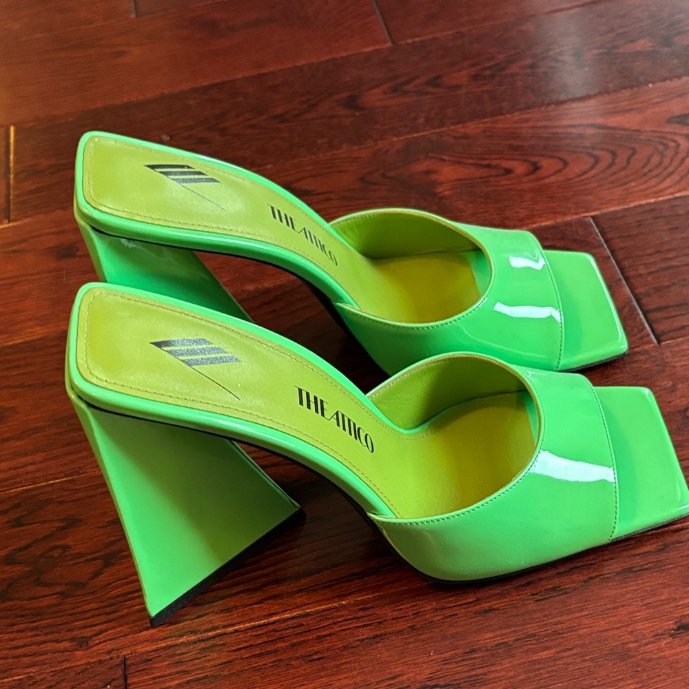 The Attico Neon Green Block Heels